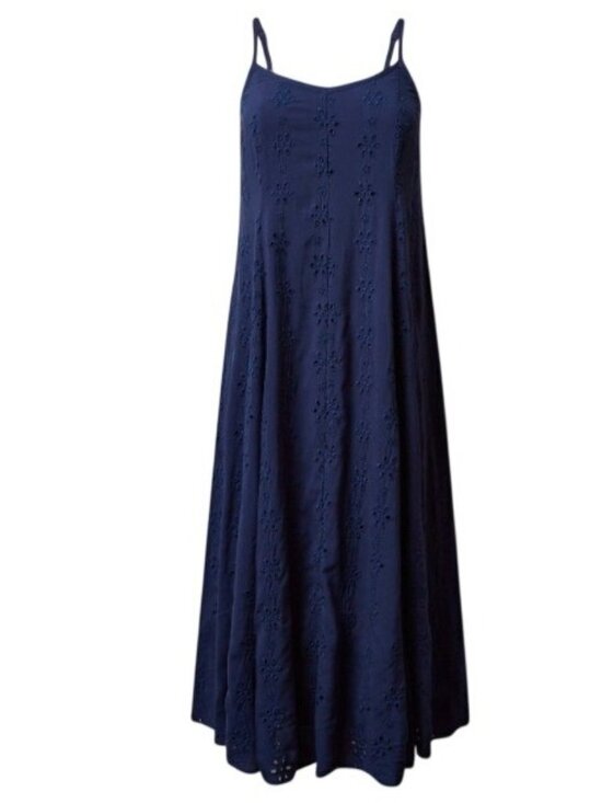 torrid Dresses & Skirts - Torrid Maxi Challis Trapeze Dress Women's Size 2 Medieval Blue Embroidered NWT